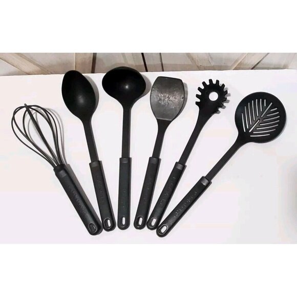 Calphalon Nylon Cooking Utensils Black Gray Set of 6 Heat Up To 400 Degrees - Picture 1 of 6